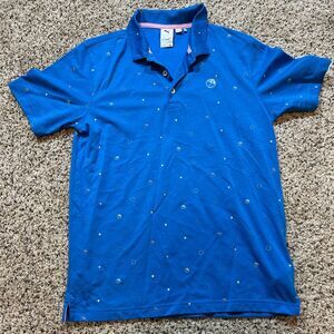 Puma Arnold Palmer Golf Polo Mens M Blue Umbrella AOP Cotton Blend